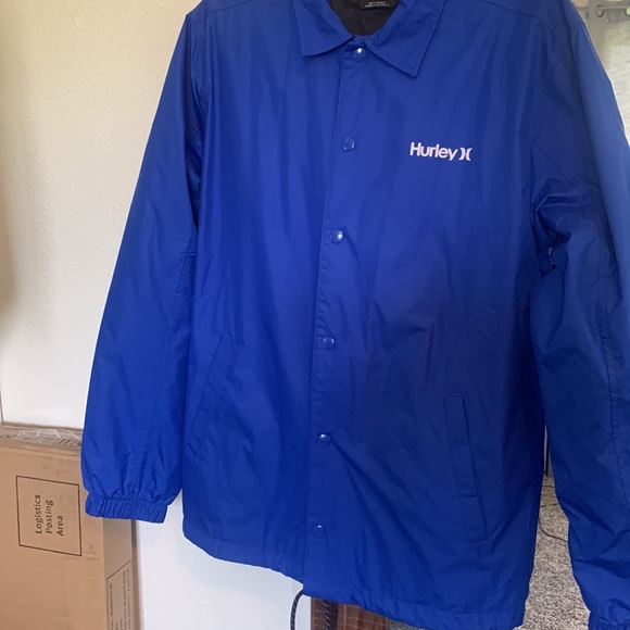 Hurley Mens Coaches Jacket Water-repellant Royal Blue - Picture 2 of 3